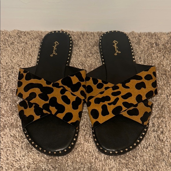 Leopard Print Sandals by Cupid - Picture 1 of 3